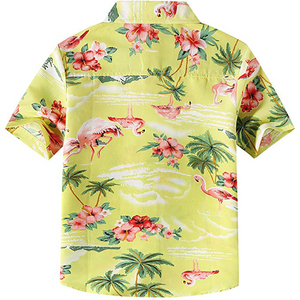 Los niños flaminco palm árbol impreso Hawaiano de manga corta Camiseta casual - Product Image 2