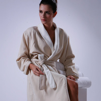 Peignoir de bain en coton blanc pour homme, motif brodé de luxe