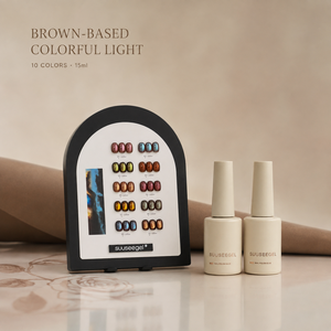 Ensemble de vernis à ongles en gel effet œil de chat arc-en-ciel professionnel BelloGel sur base brune, 10 couleurs, 15 ml pour la décoration des ongles - Product Image 6