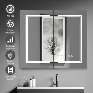 <span class=keywords><strong>Armoire</strong></span> à miroir intelligente rectangulaire murale en aluminium <span class=keywords><strong>avec</strong></span> <span class=keywords><strong>lumière</strong></span> LED <span class=keywords><strong>et</strong></span> design moderne anti-buée pour salle <span class=keywords><strong>de</strong></span> bain - Product Image 4