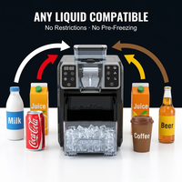 Machine à glaçons automatique électrique HONEYICE 2-en-1, produit des glaçons clairs, prépare des smoothies, en acier inoxydable, pour hôtel