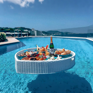 Bandeja de ratán flotante ecológica para piscina, bandeja de natación impermeable con diferentes formas para el <span class=keywords><strong>desayuno</strong></span> del Hotel para el ocio al aire libre - Product Image 3