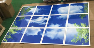 600x600 Led Skylight Bleu Ciel et Nuage Led Panneau de Plafond Lumière Bord <span class=keywords><strong>Lit</strong></span> 2*2 ft 40W 60W lumière à panneau plat - Product Image 5