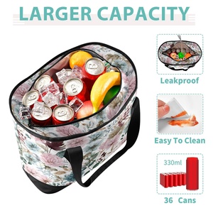 Sacs isothermes à fermeture éclair avec doublure en PEVA, motif floral, faible MOQ, grande capacité, portables, impression à la demande, sacs de pique-nique écologiques - Product Image 5