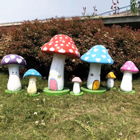 Statue de champignon grandeur nature en résine et fibre de verre, sculpture de champignon pour la décoration de pièce, en stock pour la vente en gros