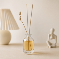 Vente en gros de flacons diffuseurs en verre à fond épais de 50 ml, 100 ml, 150 ml, flacon d'arôme plat transparent, impression personnalisée pour l'huile de diffuseur