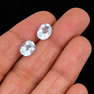 YASHEE Topaze bleue naturelle 9x7 mm, pierre précieuse ovale à taille brillante pour la fabrication de bijoux - Product Image 3