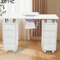 Noir Rose Blanc Nail Art Tech Spa Station Esthétique 8 Tiroirs 8 Roues Roulant Manucure Nail Table de Bureau avec Collecteur de Poussière