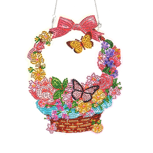 En gros 5d Cristal Diamant Peinture Panier Pendentif Fleur Papillon Diy Diamant Rond Broderie Porte Et Fenêtre Pendentif - Product Image 1