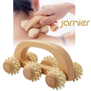 Masseur manuel pratique en <span class=keywords><strong>cuir</strong></span> à 6 roues, type marteau, avec poignée Hemu, pour le massage des méridiens et des muscles du dos - Product Image 1
