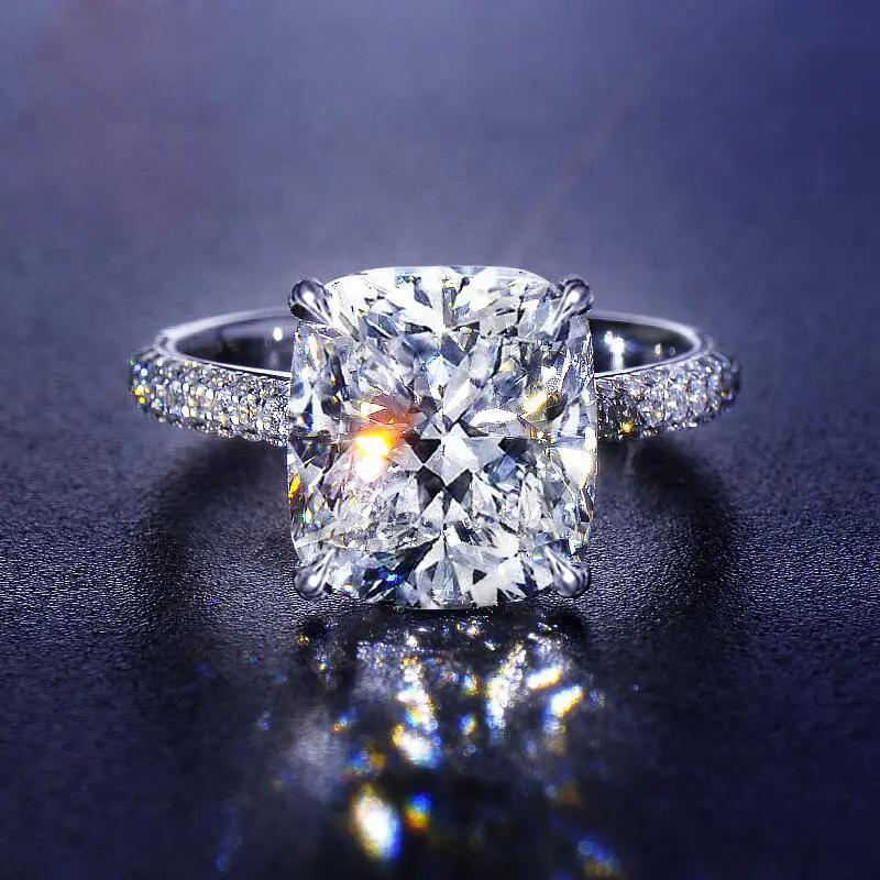 Anello in stile diamante Moissanite da 2 carati per donna anelli raffinati 925 gioielli anelli Bizuteria anelli in argento con pietre preziose Color argento
