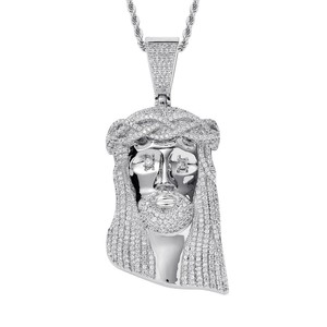 Collier Jésus Rétro en Cuivre pour Homme Pendentif Avatar Pendentif Bijoux Hip Hop Exagéré en Zircon Incrusté de Micro - Product Image 4