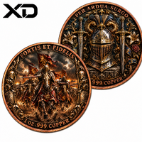 Pièce de monnaie en relief 3D en cuivre massif 0,999, représentant une charge de cavalerie lourde avec des lances nivelées et des drapeaux de lion sur un terrain boueux et écrasé, cadeau