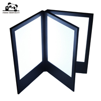 3PAGES Porte-menus en cuir PU avec éclairage LED, rechargeable par Type-C, format A5, pour restaurant, bar, boîte de nuit