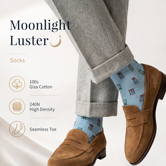 Men's Self-Designed Cotton Dress Socks Breathable Anti-Odor Exquisite Cartoon Pattern Comfortable Stylish for Daily and Work