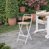 Bar moderne, simple, élégant, avec cadre en métal, table et chaises hautes, ensemble de meubles de maison pour l'extérieur et le jardin