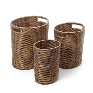<b>Handmade</b> Multifunction Rattan Laundry Basket Eco-Friendly Natural Fiber Customizable Dimensions Storage Solution for Modern - Product Image 1