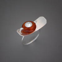 Rosaeflora "Tea Time" Zen Spirit Teekannenringe aus echtem 925er Sterlingsilber, 18 Karat vergoldet, mit Naturbernstein, edler Schmuck