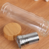 Chaud et froid h2o citron infuseur de fruits bouteille d'eau en verre borosilicate avec couvercle en bois