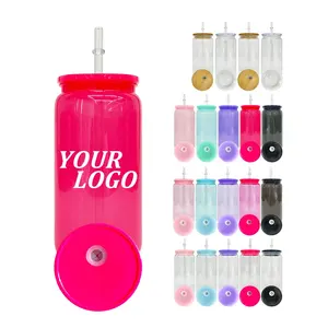 Индивидуальный UV DTF дизайн логотипа BPA Бесплатный 2024 трендовые продукты холодный напиток акрил 16 унций Макарон пластиковые чашки с красочными крышками pp
