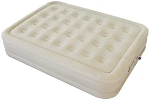 Queen Size 16" Inflatable Air Mattress With Built-in Pump Soft Flocking Cover For Bedroom Furniture