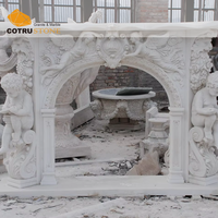 Cheminée en pierre naturelle polie moderne pour salon de villa, insert en marbre blanc sculpté haut de gamme