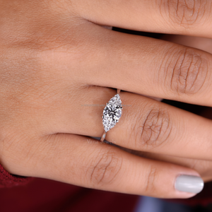 14K oro blanco sólido diamante redondo racimo compromiso boda regalo anillo con estilo moderno laboratorio redondo cultivado diamante anillo - Product Image 1