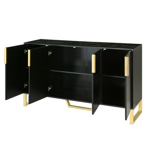 Modern Solid Wood <b>Sideboard</b> with Four Doors Adjustable Shelves Handles/Legs <b>for</b> <b>Kitchen</b> Dining Room & Living Room - Product Image 6