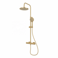 Système de douche thermostatique apparent noir mat, ensemble de douche murale ronde à effet pluie avec douchette à main 6 fonctions pour maison et hôtel
