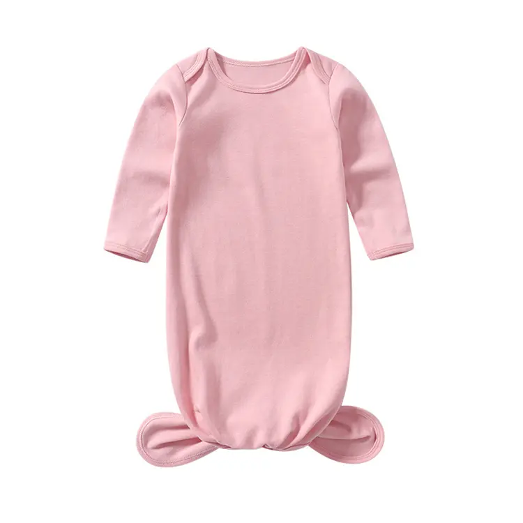 Gaun bayi perempuan baru lahir, pakaian Kustom semua musim katun organik lucu Onesie simpul untuk bayi baru lahir