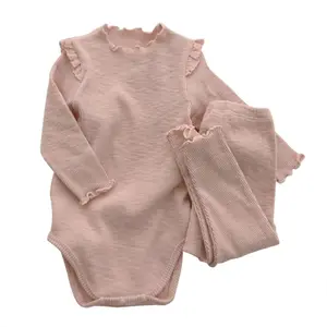 शरद ऋतु लंबी बांह बच्चे लड़की छीन Bodysuit शिशु Romper बच्चा झालर पजामा Onesie कपड़े सेट