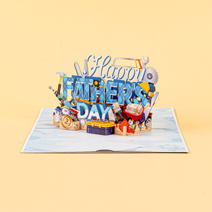 Nouvelle carte de vœux créative 3D pop-up pour la fête des pères, impression UV écologique, <span class=keywords><strong>merci</strong></span> <span class=keywords><strong>papa</strong></span> - Product Image 2