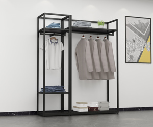 Modern Simple Industrial Metal Clothes Garment Racks Pipe Double Hanging Rods Black Clothing Rack Boutique Display - Product Image 6