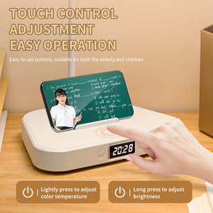 Lampe de bureau pour la protection des yeux, lampe de chevet pour chambre à coucher, petite lampe de nuit LED avec horloge - Product Image 6