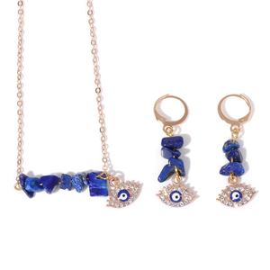 Nova Pedra Natural e Colar de Cascalho Brincos, Acessórios Combinados Pingente Terra Azul Olho das Mulheres - Product Image 6