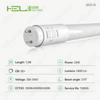 Lámpara LED T8 Regulable de 9W, 18W, 24W, con Corte de Fase Triac, de Vidrio, 2ft, 4ft, 5ft, 100lm/W, para Hotel y Oficina