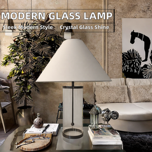 Lampe de table en verre transparent minimaliste moderne, design danois, luxe, salon, chambre à coucher, bureau, chevet, <span class=keywords><strong>Artemis</strong></span> Home, 2700K, lumière douce et chaude - Product Image 2