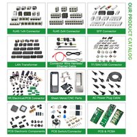 Connecteur Ethernet RJ45 multiprotocole 100BASE-T 2X1 Cat5/5e blindé métallique empilable avec transformateur LAN et LED pour montage sur carte PCB