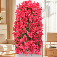 Keranjang Gantung Dinding Bunga Bougainvillea Sutra Buatan, Bunga Artifisial untuk Dekorasi Dalam/Luar Ruangan, Lanskap Hotel, Wisuda