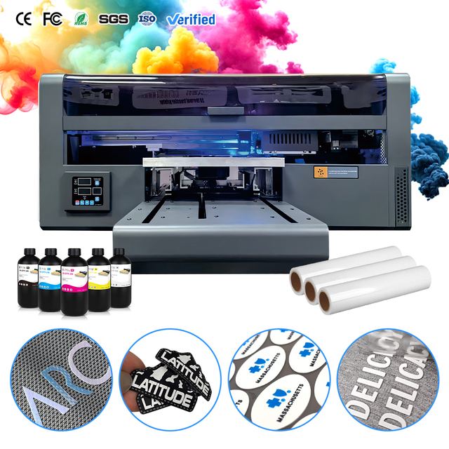 I3200 AI Flatbed UV Printer A3+ Enhanced Vision Edition Silicone 3D Tpu Label Dtf Printer Machine for Fabric logo Sticker