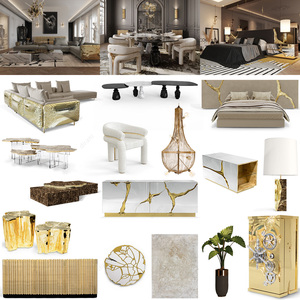 Luxuriöses Wohnzimmer-Sofa-Set Grauer Stoff L-Form Design Goldene Akzente Edelstahl Moderne Hochwertige Möbel - Product Image 1