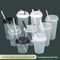 Tapas de taza esmeriladas transparentes PP moldeadas por inyección 90, taza de té de la leche de plástico desechable universal caliente/fría, fabricante listo en stock