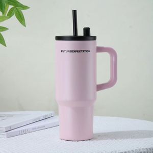 Gobelet isotherme portable 24oz en acier inoxydable avec poignée et couvercle à paille - Product Image 3