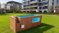 Piscine hors sol de luxe en mosaïque, grande taille, avec fenêtre en acrylique, en fibre de verre, en bois, en WPC, pour spa, jacuzzi, piscine à immersion extérieure