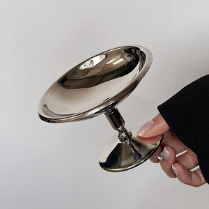 Bicchieri con Stelo in Acciaio Inox Stile Palazzo, Coppe per Dessert e Pudding, Ciotole per Gelato e Panna Cotta, Accessori per Fotografia - Product Image 2