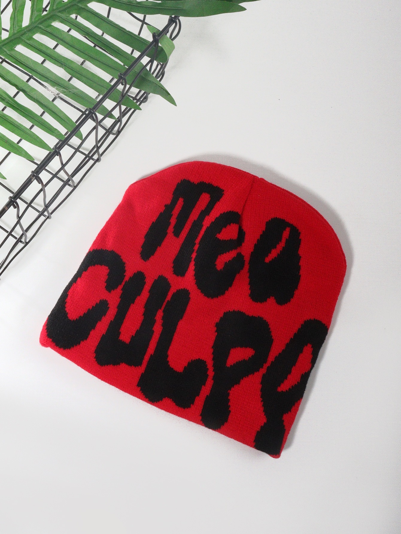 COPY - NEW Mea Culpa Fur Beanie ? Wholesale Custom Big Mea Culpa Y2K All over Logo Print No  main image 3