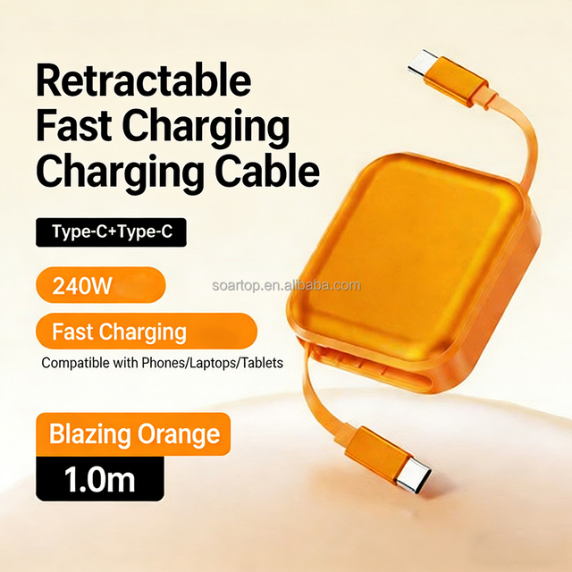 Retractable 240W Charging Cable for Multi-Device Data Sync Usb Cable Type-c Fast Charging