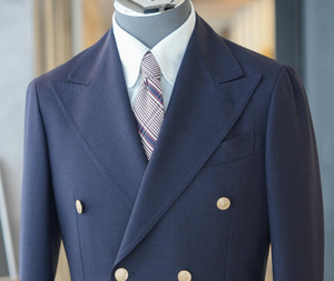 Abito Classico Doppiopetto da <span class=keywords><strong>Uomo</strong></span> con Bottoni Dorati, Vestibilità Slim e Moderna, Completo da <span class=keywords><strong>Uomo</strong></span> 2 Pezzi (Giacca + Pantaloni) Realizzato su Misura in Fabbrica - Product Image 2