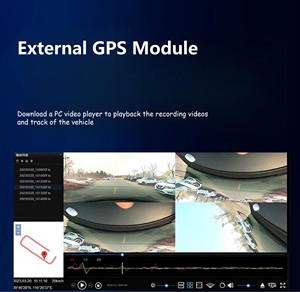 11,8 pulgadas Vista completa Vista panorámica de 360 grados Frente 2K Trasero 1080P 2 canales DVR GPS Coche 360 Espejo retrovisor - Product Image 5