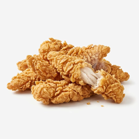 Tiras de Pollo Frito Extra Crujientes - Tiras Empanizadas de Textura Escamosa - Pollo Entero Crujiente para Venta al por Mayor y Restaurantes